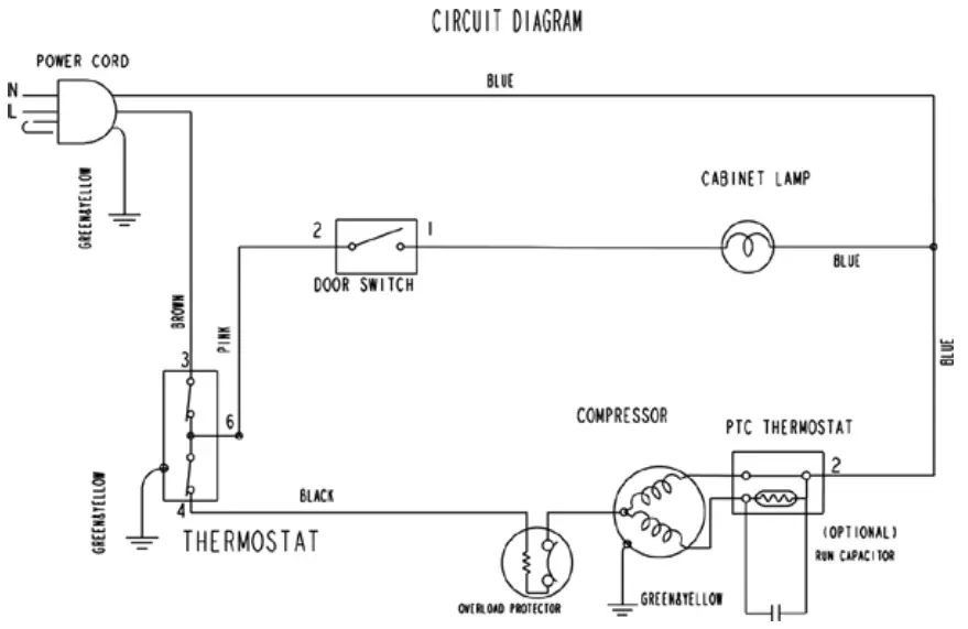 Avanti RA75V0W Apartment Size Top Freezer Refrigerator - WIRING DIAGRAM