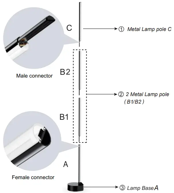 GIANT FLOORLAMPBLE Bluetooth RGBICW Floor Lamp - fig