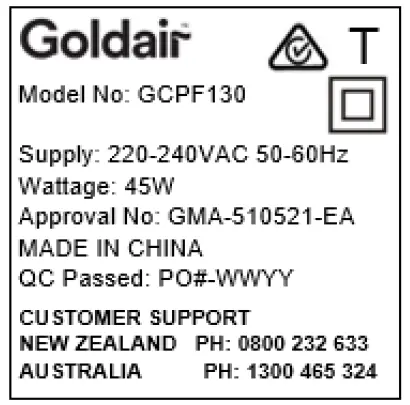 Goldair GCPF130 40cm Pedestal Fan with Remote fig 10