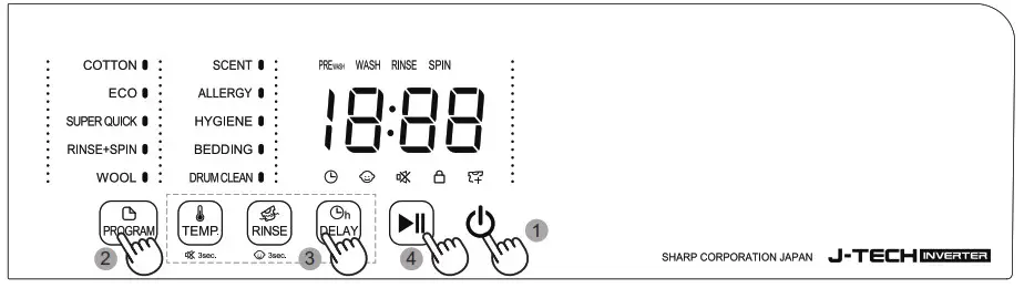 SHARP ES-FW105SG Washing Machine - Simple steps to start