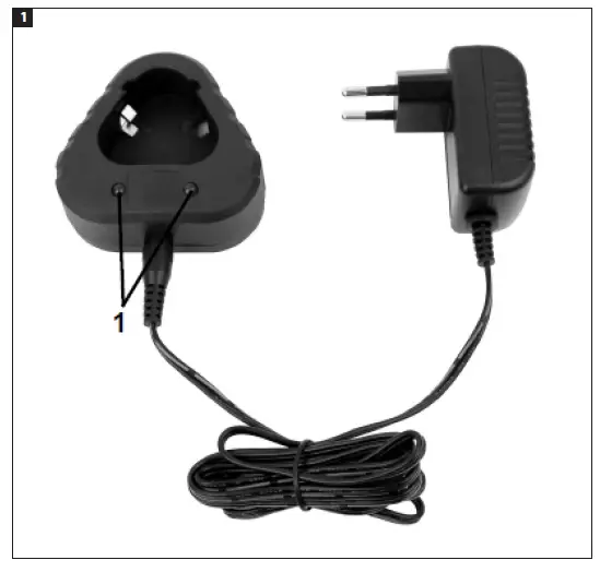 STATUS LIGHTS
Red: charging in progress
Green: fully charged
MEEC-TOOLS-019807-Battery-Charger-FI-1