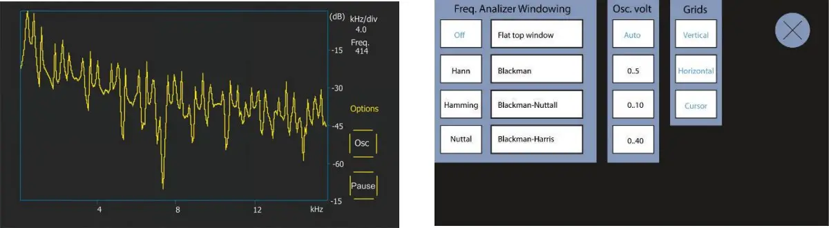 Oscillograph" mode menu