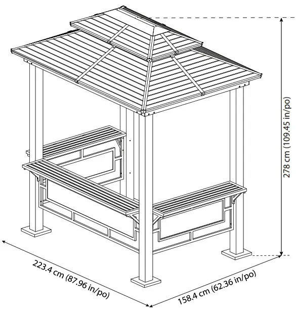 Tommy Bahama 500 9168501 Taupe Metal Rectangle Grill Gazebo with Steel Roof - cover