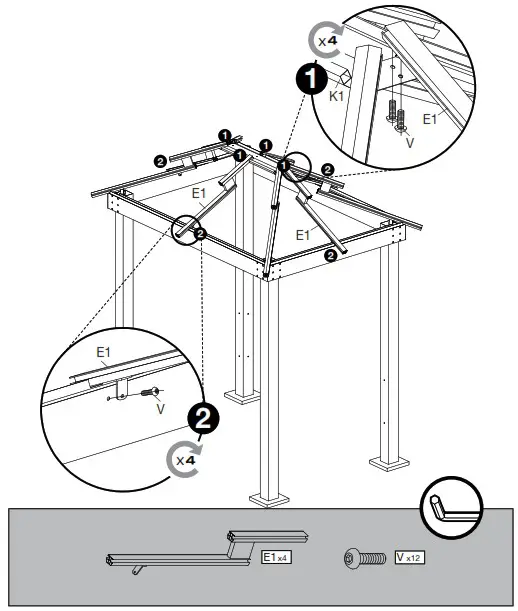 Tommy Bahama 500 9168501 Taupe Metal Rectangle Grill Gazebo with Steel Roof - overview 11
