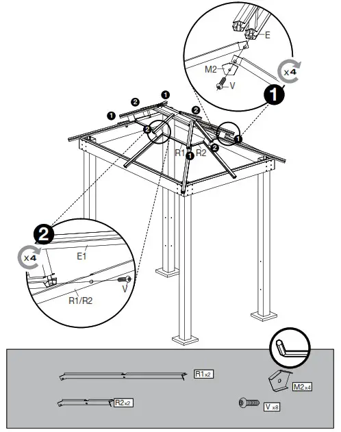 Tommy Bahama 500 9168501 Taupe Metal Rectangle Grill Gazebo with Steel Roof - overview 12