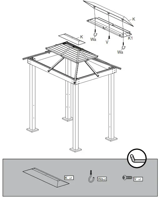 Tommy Bahama 500 9168501 Taupe Metal Rectangle Grill Gazebo with Steel Roof - overview 14