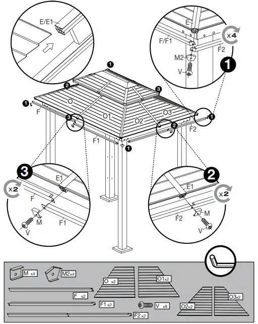 Tommy Bahama 500 9168501 Taupe Metal Rectangle Grill Gazebo with Steel Roof - overview 15