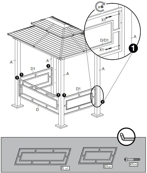 Tommy Bahama 500 9168501 Taupe Metal Rectangle Grill Gazebo with Steel Roof - overview 16