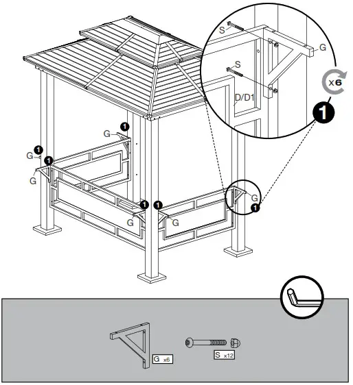 Tommy Bahama 500 9168501 Taupe Metal Rectangle Grill Gazebo with Steel Roof - overview 17