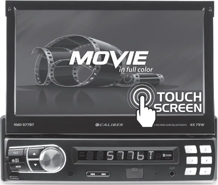 CALIBER RMD 577BT Car Radio with Folding Screen Bluetooth USB