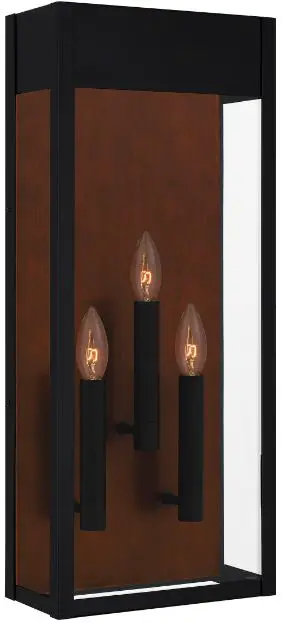 QUOIZEL MAE8410MBK Maren 3 Light 24 Inch Matte Black Outdoor Wall Lantern-FIG1