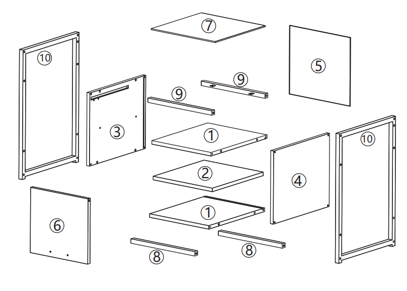 JAXPETY HG61T1260 Tempered Glass Nightstand with Cabinet - Hardware List - fig