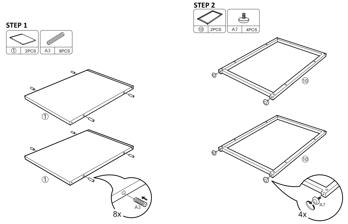 JAXPETY HG61T1260 Tempered Glass Nightstand with Cabinet - STEP 1