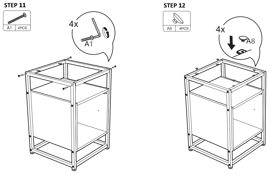 JAXPETY HG61T1260 Tempered Glass Nightstand with Cabinet - STEP 11