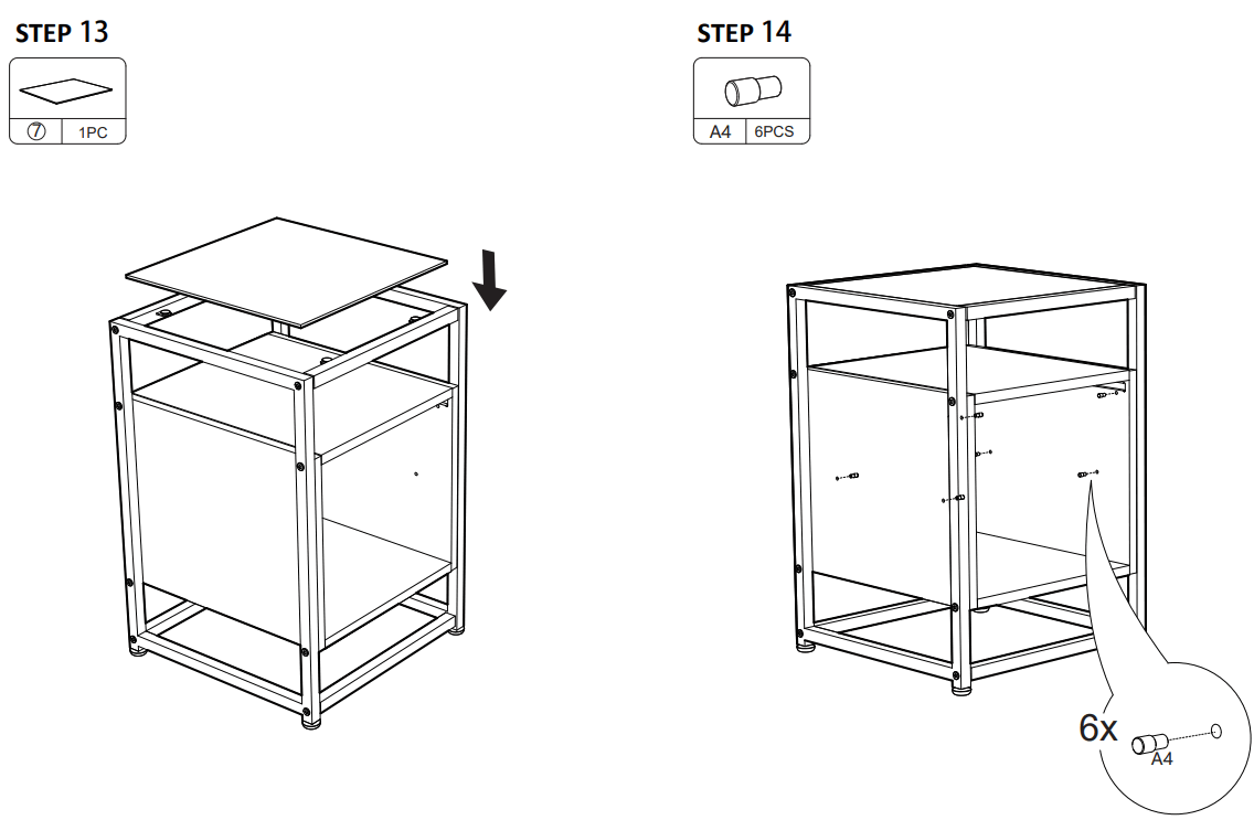 JAXPETY HG61T1260 Tempered Glass Nightstand with Cabinet - STEP 13
