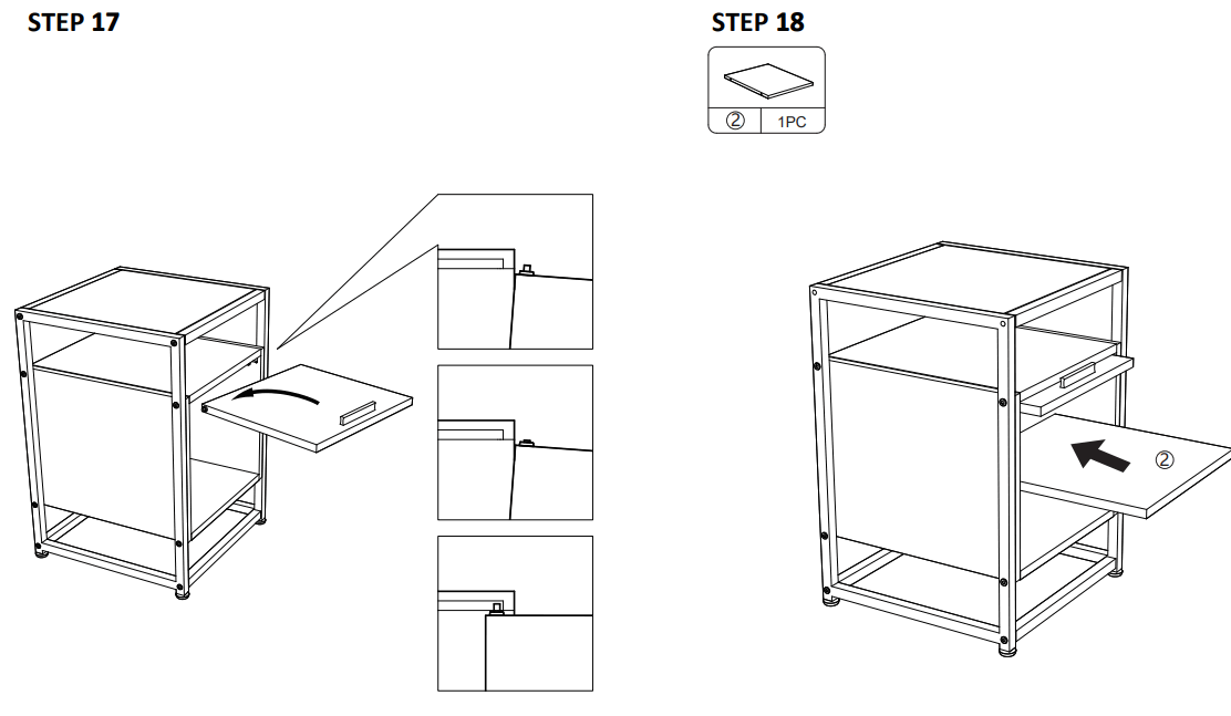 JAXPETY HG61T1260 Tempered Glass Nightstand with Cabinet - STEP 17