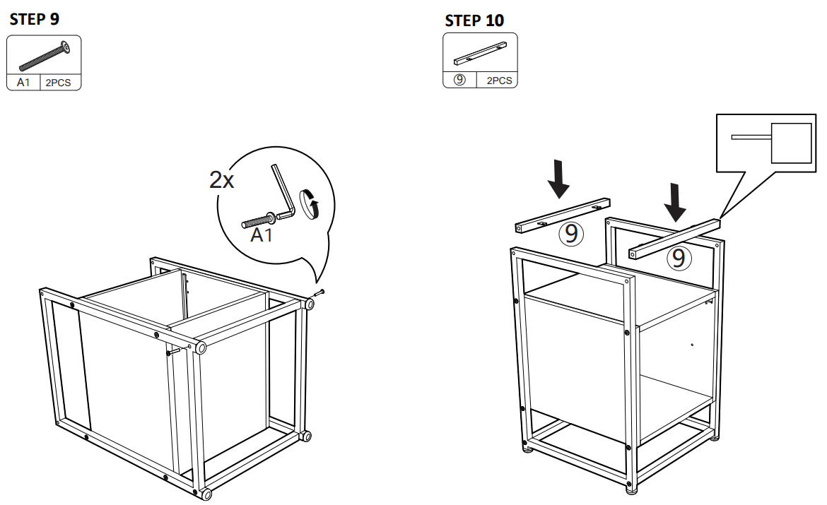 JAXPETY HG61T1260 Tempered Glass Nightstand with Cabinet - STEP 9