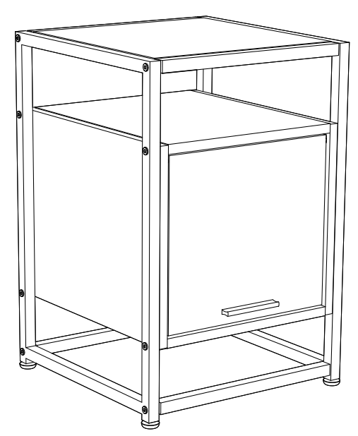 JAXPETY HG61T1260 Tempered Glass Nightstand with Cabinet