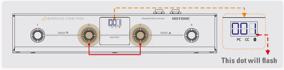 HOTONE 525606 Ampero Control 4 Button Bluetooth MIDI Foot Controller Pedal fig2