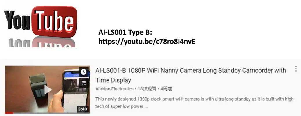 AISHINE AI-LS001 Type A B Ultra Long Standby WiFi Security Camera User Manual - Rotation & Tutorial Video