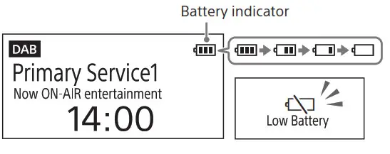 SONY XDR-S41D Portable DAB- Battery indicator