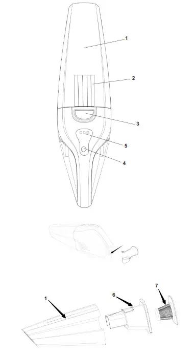 camry CR 7046 Cordless Vacuum Cleaner- parts