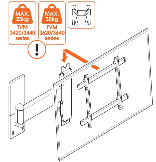 vogel s TVM 3420 Series Full Motion TV Wall Mount - Attach the TV to the wall mount