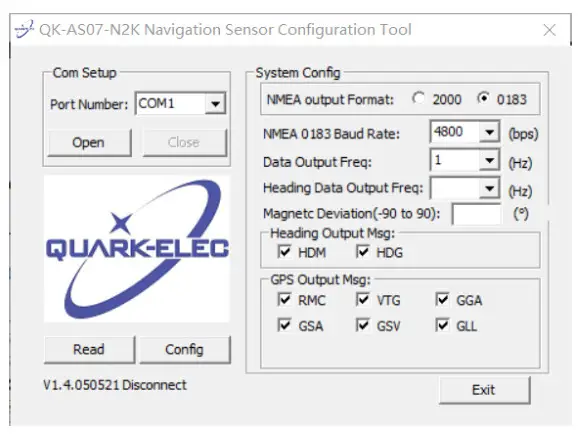 QUARK ELEC QK AS07 N2K NMEA 2000 GPS and Heading sensor - Data Output frequency 2