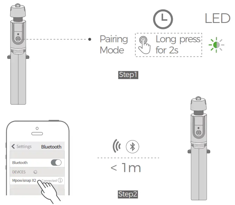 MPOW Selfie Sticktripod - Pairing