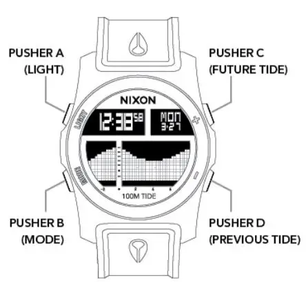NIXON The Rhythm Watch 100 Meter Digital User Manual - Setting the time