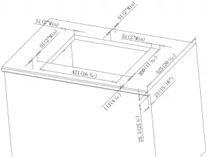 Cabinet and counter cutout