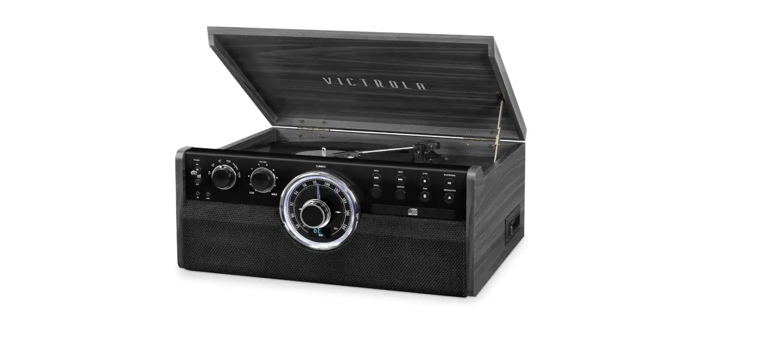 Victrola Mid Century 6-in-1 Bluetooth Record Player & Multimedia Center With Built-in Speakers-complete Features/user Manual