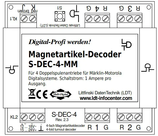 ldt infocenter S DEC 4 MM G Digital Professional 4 Fold Turnout Decoder - overview