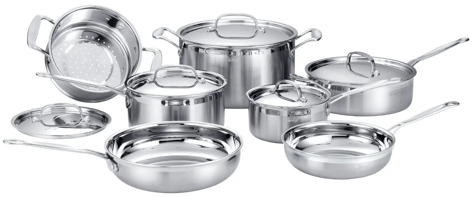 deco chef DGCWS01 12 Piece Stainless Steel Cookware Set