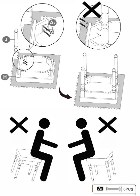 honey joy TOPB001338 Coffee 7 Drawers Tri Folding Vanity Mirror Makeup Dressing Table Set - ASSEMBLY STEPS6