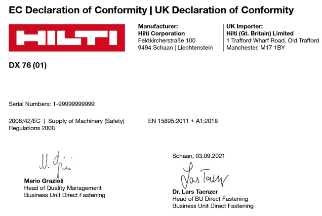 HILTI DX 76 PTR Powder Actuated Tool - sambol 1