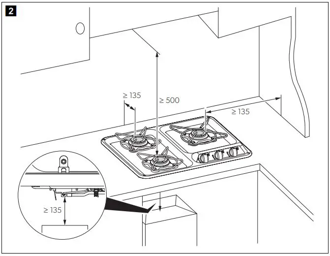 DOMETIC HBG 3445 Cooktop and Combinations Installation Guide - Make sure that minimum distances