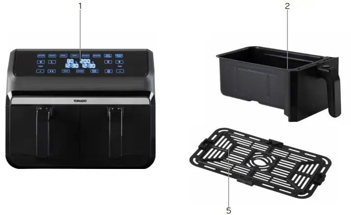 TOMADO TAF8001B Dual Basket Air Fryer - Figure 1