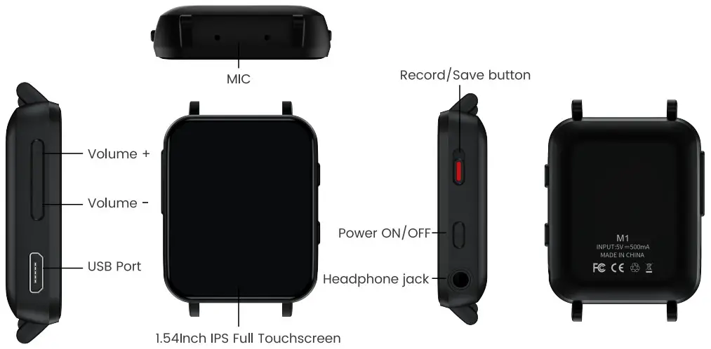 JOLIKE M1 32GB Digital Voice Recorder mp3 player - Figure 1