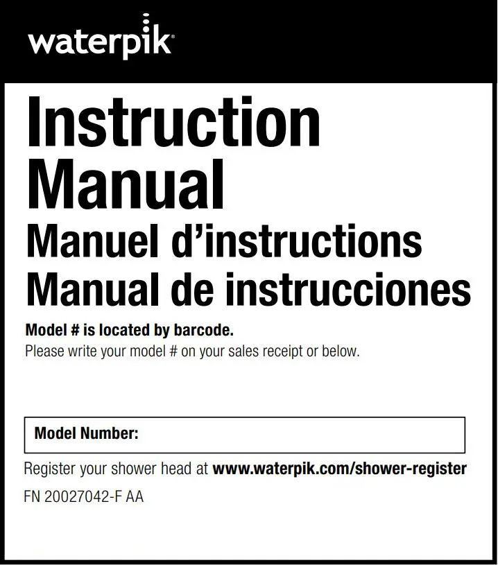 waterpik XQP-633 PowerPulse Fixed Shower Head Instruction Manual