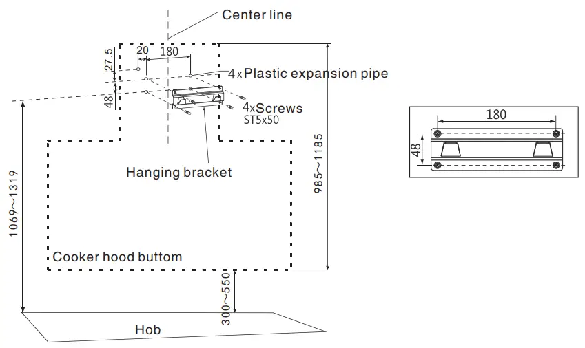 Cooker hood installation