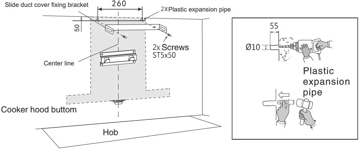 Cooker hood installation