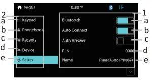 Bluetooth setting menu