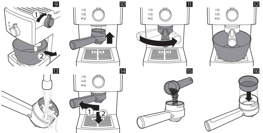GAGGIA RI8433 Viva Style Home Espresso Machine Instruction Manual - Fig 9 to 16