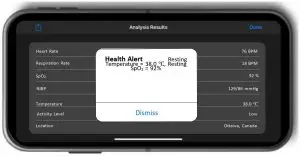 FIG 7 A health alert generated during manual monitoring
