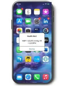 FIG 9 A health alert generated during automatic continuous monitoring