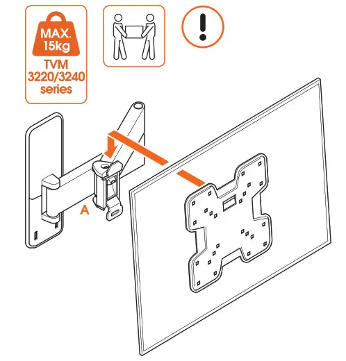 vogel s TVM 3220 Series Full Motion TV Wall Mount - Attach the TV to the wall mount 1