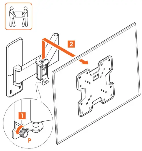 vogel s TVM 3220 Series Full Motion TV Wall Mount - Attach the TV to the wall mount 5