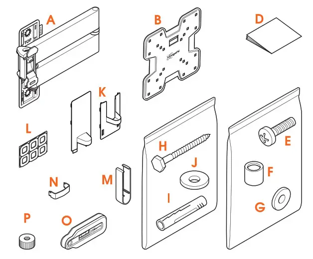 vogel s TVM 3220 Series Full Motion TV Wall Mount - What’s in your box