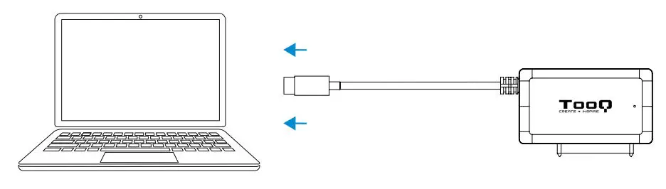 TooQ TQHDA-02C USB to SATA Adapter for Hard Disks of 2.5 3.5 Inch - Connect the adapter to the device
